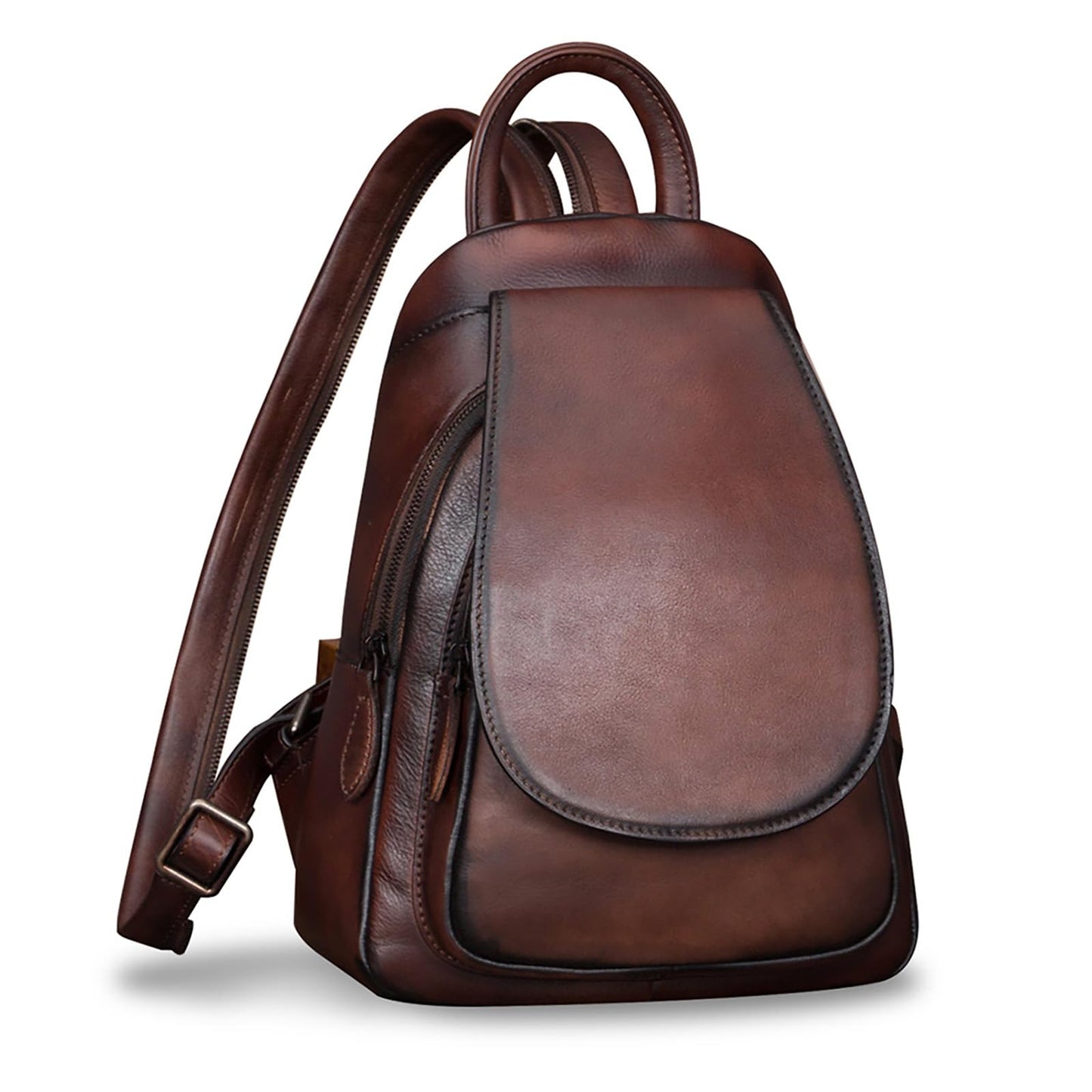 IVTG Genuine Leather Backpack for Women Shoulder Bag Fashion Designer Back Bag Classical Rucksack Casual Daypack (Coffee)