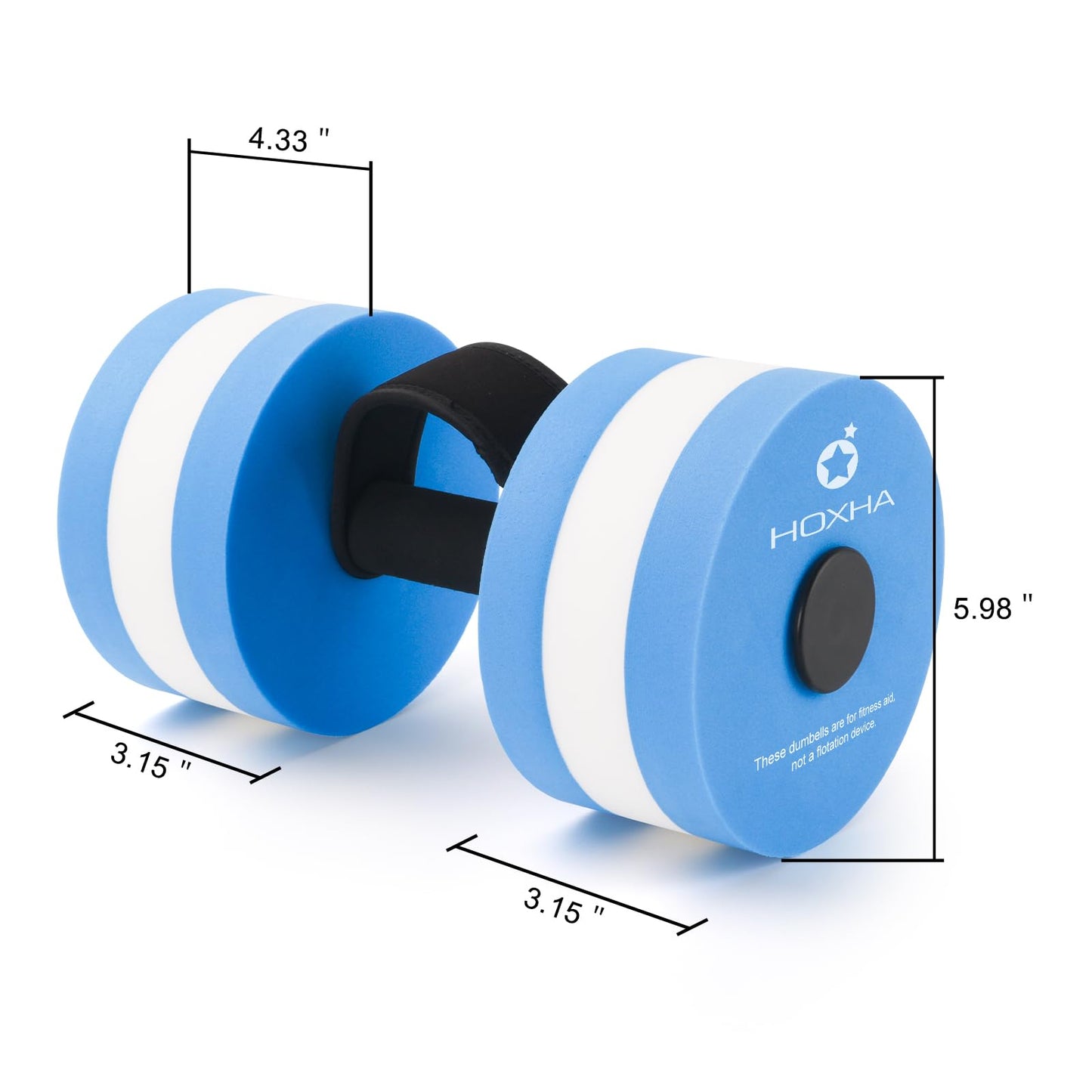Water Dumbells, Aquatic Exercise Dumbell Set of 2 Water Aerobic Exercise Foam Dumbbells Pool Resistance Water Fitness Equipment for Weight Loss (Blue)