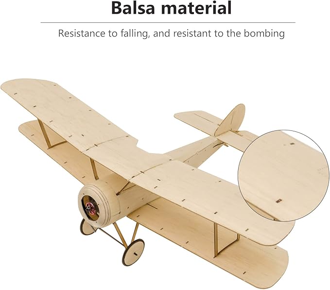 HUIOP RC Fixed-Wing DWH K06 Sopwith Pup RC Airplane Balsa Wood Aircraft 378mm pan Outdoor Flight for DIY Assembly Model KIT Version