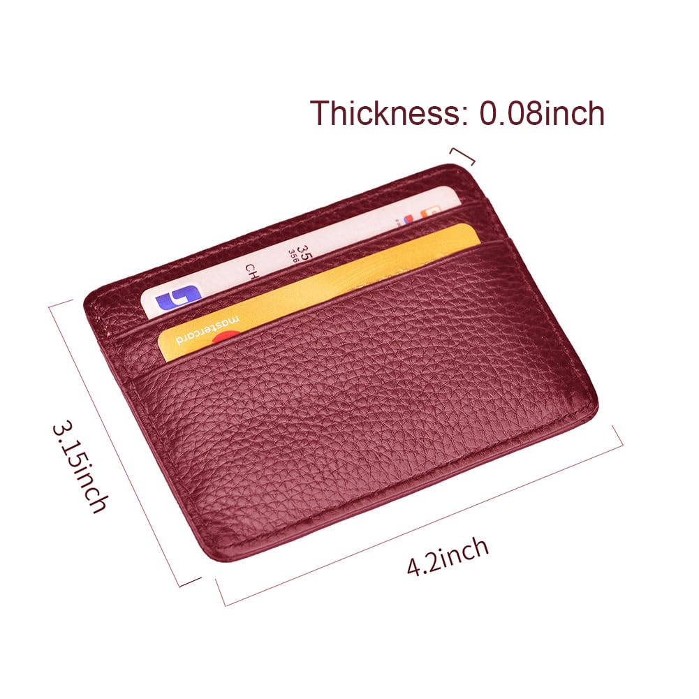 EASTNIGHTS Credit Card Holder Slim Wallet Leather Minimalist Wallet with ID Window (wine red)