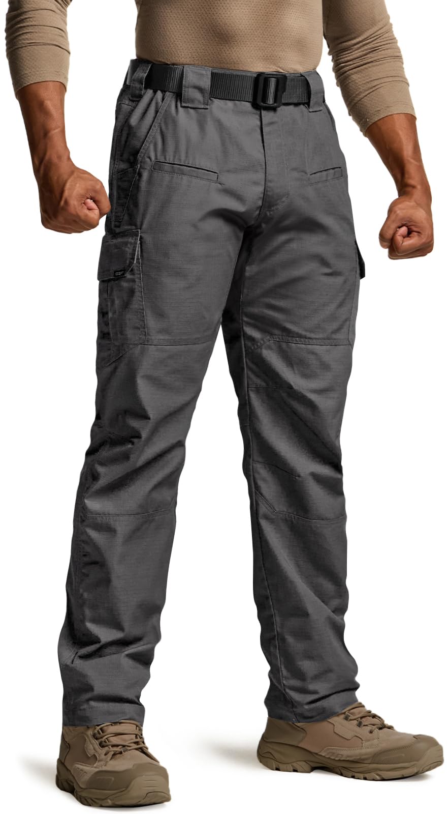 CQR Men's Tactical Pants, Water Resistant Ripstop Cargo Pants, Lightweight EDC Work Hiking Pants, Outdoor Apparel, Raider Charcoal, 38W x 34L