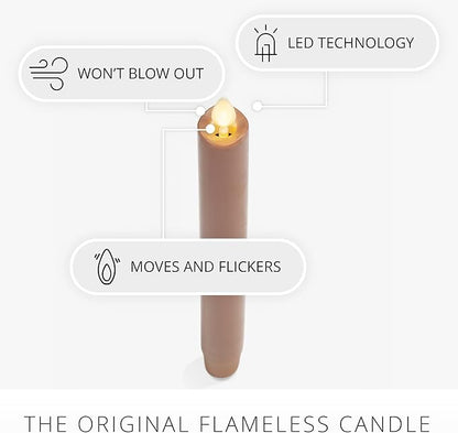 Luminara Flameless Candle Taper (1" x 9.5") Melted Top Real Wax Unscented Remote Ready Timer (Caramel Café)