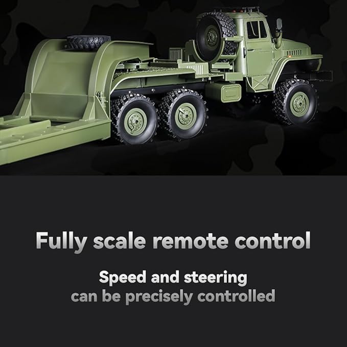 1/16 RC Truck 41.3in 6WD Remote Control Car Transporter Truck 6X6 Car Toy RC Semi Trailer car Army Off-Road w/ 600mAh Battery for 30min Play Christmas Birthday Gift for Adult