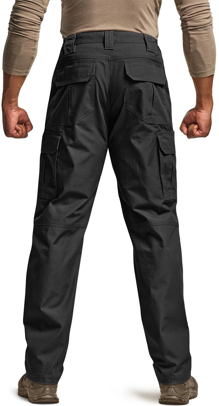 CQR Men's Tactical Pants, Water Resistant Ripstop Cargo Pants, Lightweight EDC Work Hiking Pants, Outdoor Apparel, Raider Black, 28W x 30L