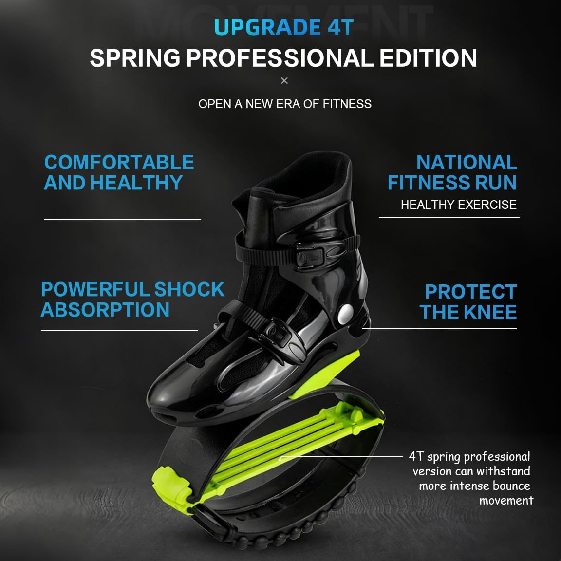 KPUKGJDK Kangaroo Jump Shoes for Women & Men – High Bounce Moon Shoes, Bouncy Jumping Boots for Exercise, Fitness, Weight Loss & Fun, Adjustable Fit, Low-Impact Rebounder Design(Black/White,XX-Large)