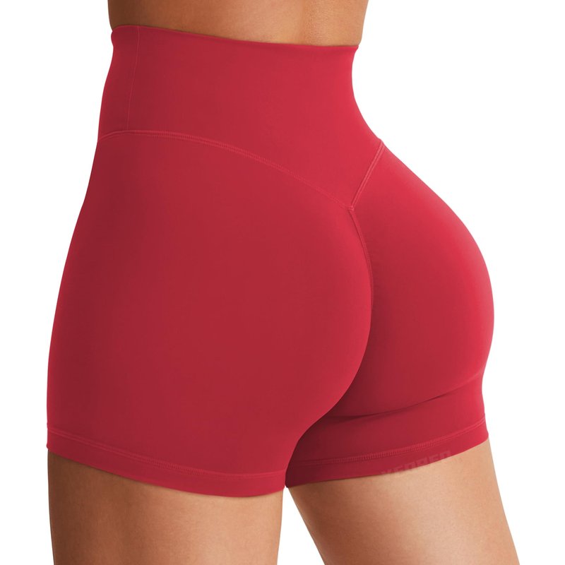 YEOREO Women's Biker Shorts 3.6" / 4.5" / 6" Workout Gym Shorts High Waist Tummy Control Hidden Scrunch Running Yoga Maroon