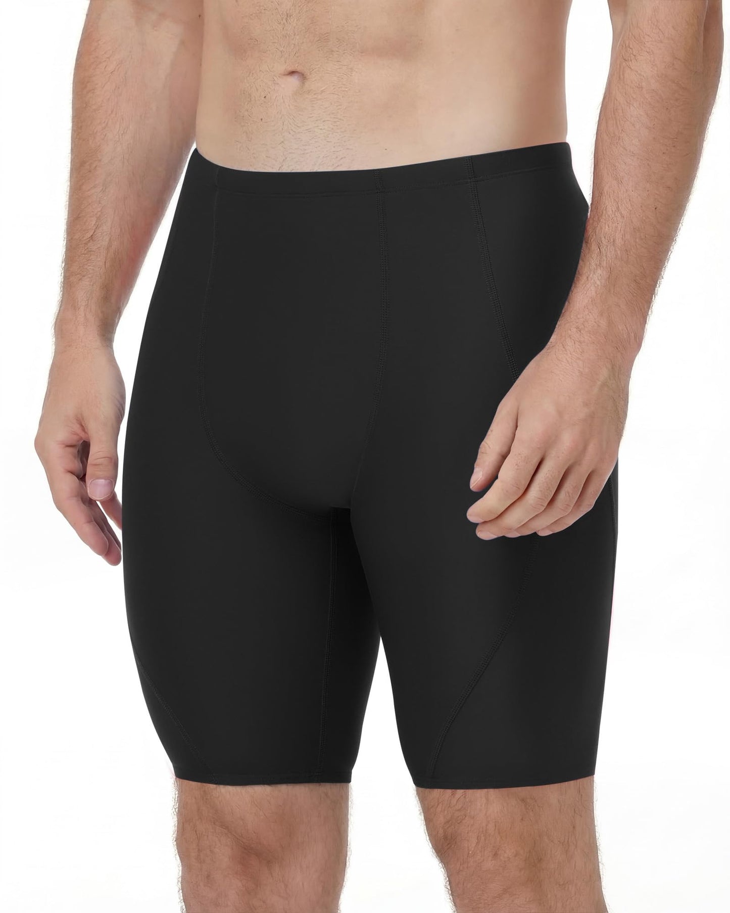 Nukuvara Men's Swim Jammers Competitive Racing Training Swimsuit Quick Dry Athletic Team Compression Swimming Shorts UPF50 Black 3XL