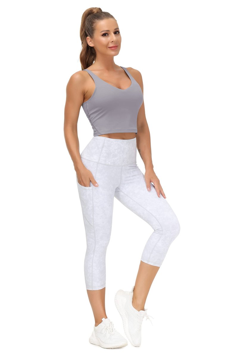 Women’s Longline Sports Bra Wirefree Padded Medium Support Yoga Bras Gym Running Workout Tank Tops (Lavender Grey, Small)