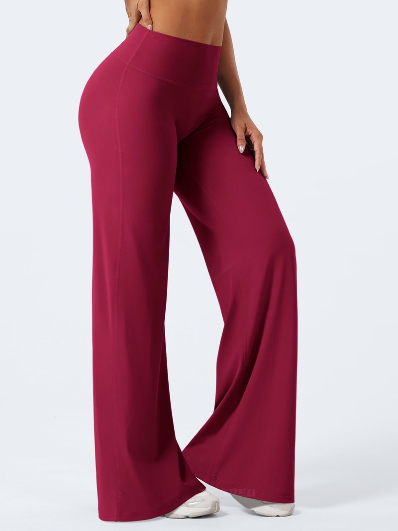YEOREO Workout Leggings Womens No Front Seam Straight Leggings 35" High Waist Buttery Eddiy Gym Yoga Pants Ancora Red S