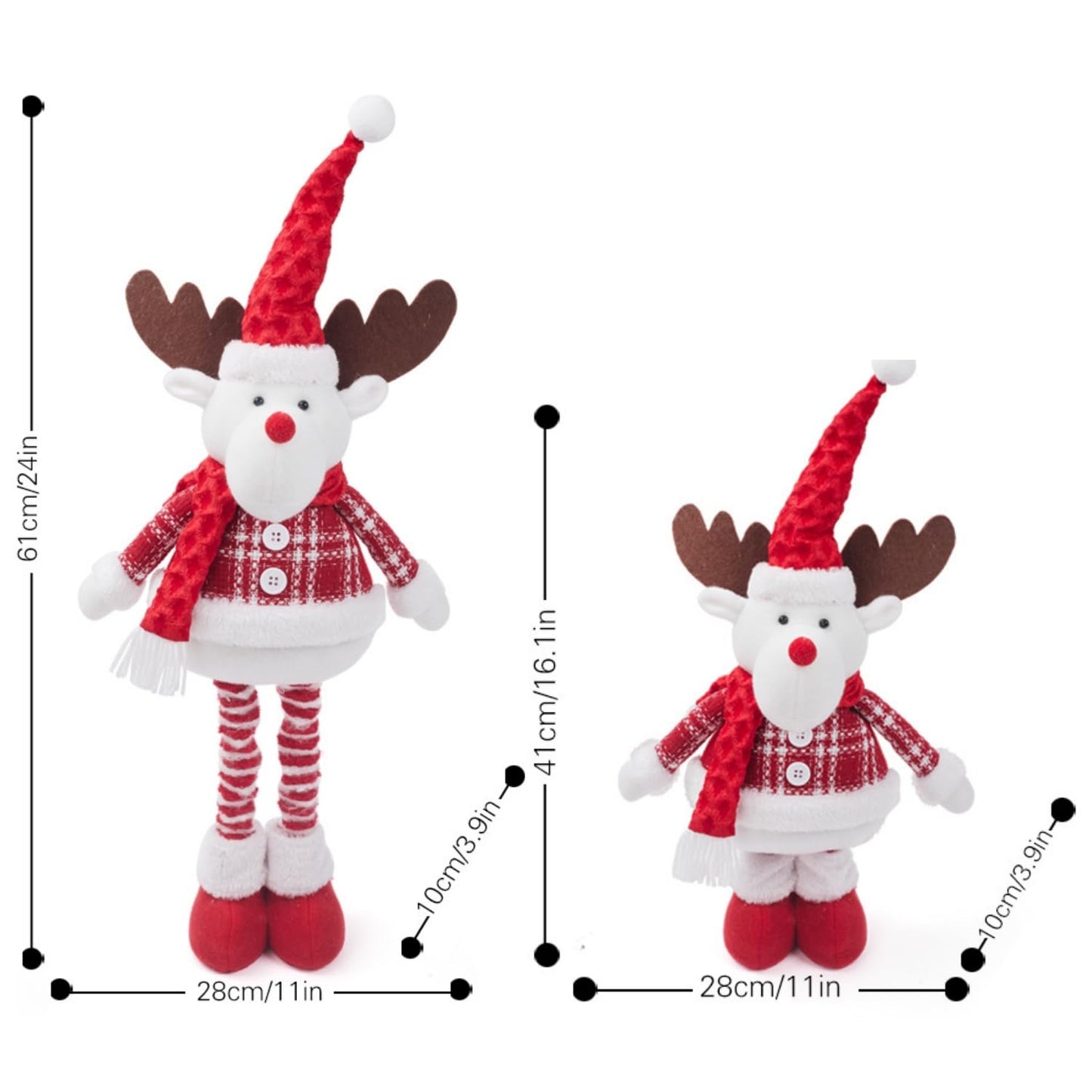 JIAHG Christmas Decorations Standing Fabric Santa Claus Snowman Reindeer with Stretchy Legs Christmas Tree Party Favors for Home Office Tabletop Fireplace Shelf Figurine Xmas Decor Ornaments