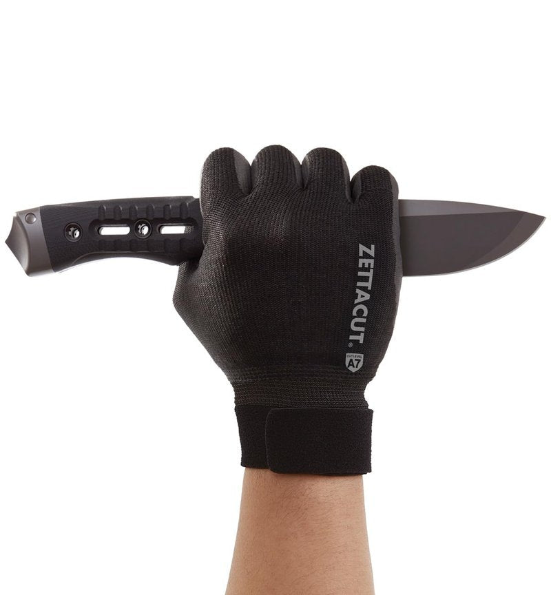 ZETTACUT Premium Tactical Gloves - ANSI A7 Cut Resistant, Touchscreen Compatible, 13-Gauge, Anti-Slip Grip - Safety Glove for Airsoft, Shooting, Security, Hunting & Motorcycle - Large (Black)