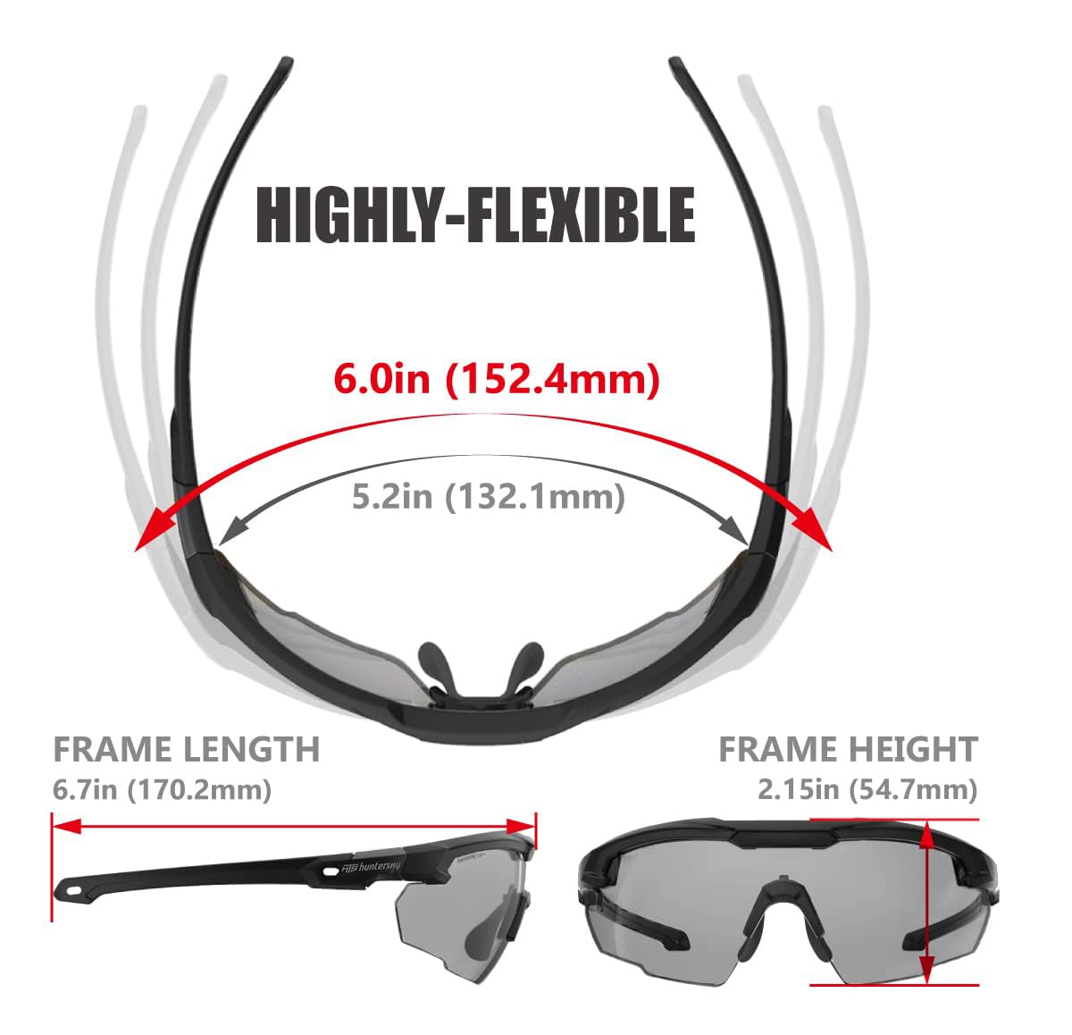 HTS HUNTERSKY S57 Smoke Grey Ballistic Tactical Shooting Glasses ANSI Z87+ UV400 Eyewear for Airsoft Range Security and Outdoor Sports, for Men and Women