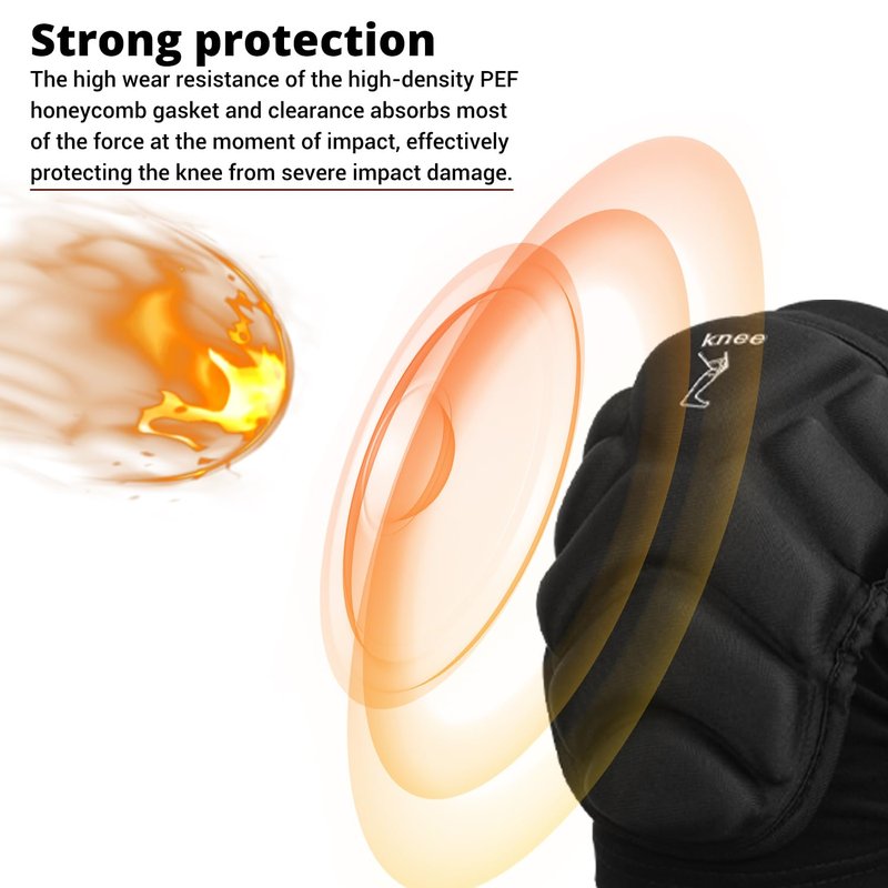 PISIQI Knee Pads Compression Leg Sleeve Knee Brace Sleeve Thickening Anti-Collision Sponge Thick EVA Foam Padding for Basketball, Football & Volleyball Hiking Wrestling Protector Gear (Black, X-Large)