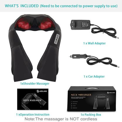 AERLANG Fathers Day Dad Gifts Neck Massger,Shiatsu Neck and Back Massager with Heating Neck and Shoulder Massager Deep Kneading Pillow for Massage Home Office Car Use Gifts for Women Men Dad Mom