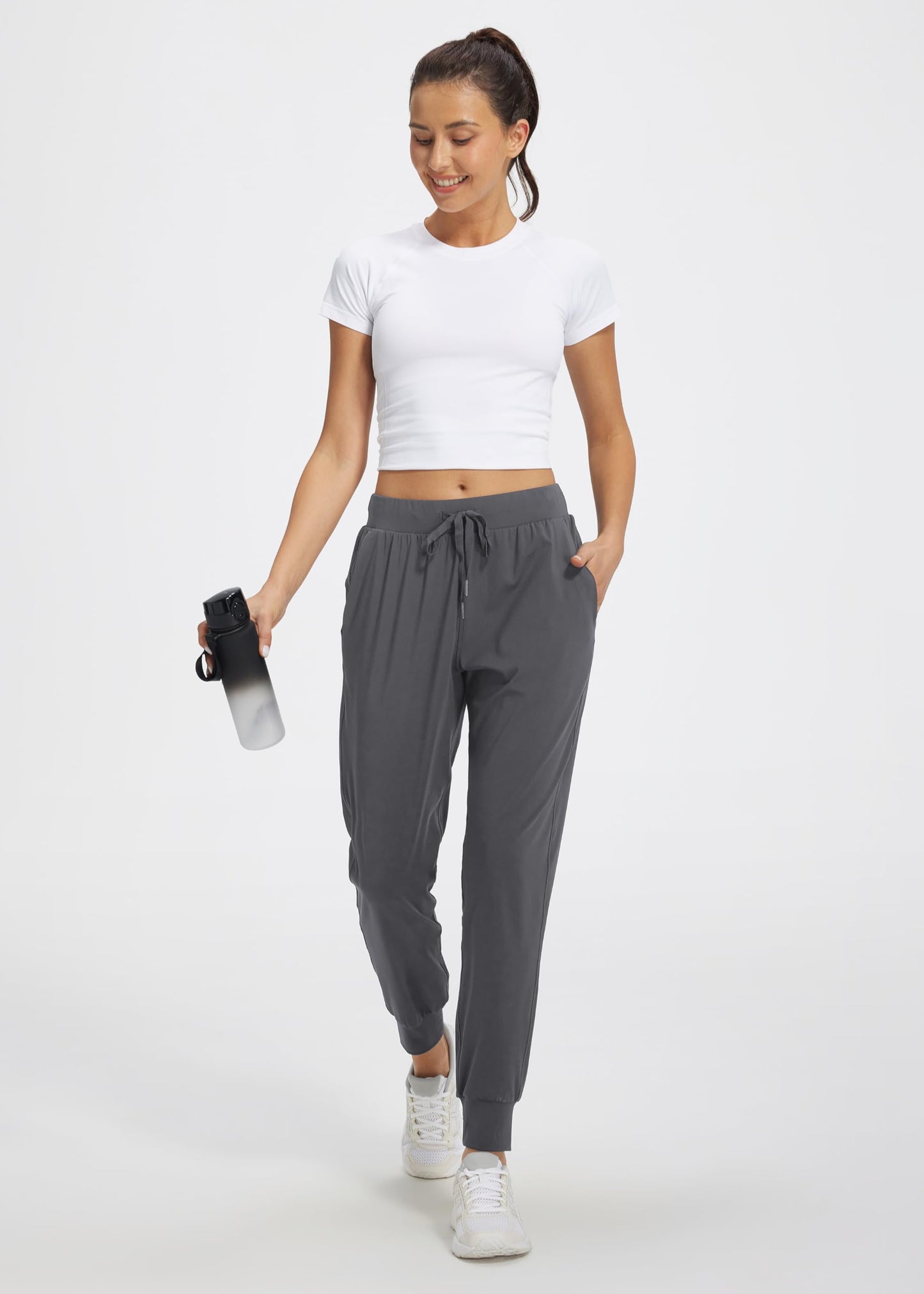 Libin Joggers for Women Petite/Regular/Tall Dance Sweatpants Athletic Workout Tapered Lounge Casual Teacher Pants for Running Yoga Cloths, Dark Grey XL