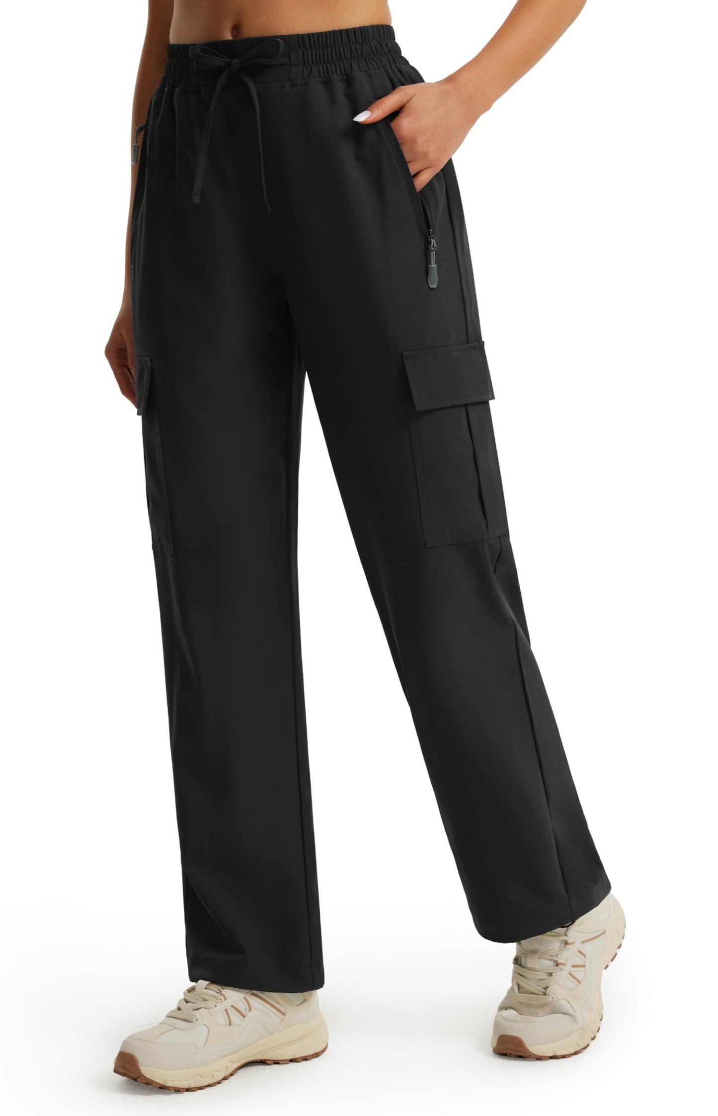 Libin Women's Hiking Cargo Pants 29" Lightweight Quick Dry Casual Work Tactical Safari Pants Water Resistant Outdoor Travel Camping Climbing Hunting Trendy Clothes, Black XXL