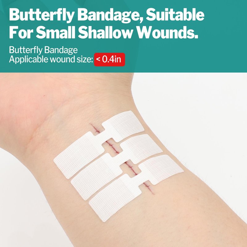 AZEN 28 Pack Wound Closure Strips, 3 Types Butterfly Bandages, Emergency Laceration Closure Kit, Repair Wounds Without Stitches, Quick Clot Zip Stitch Wound Closures Device