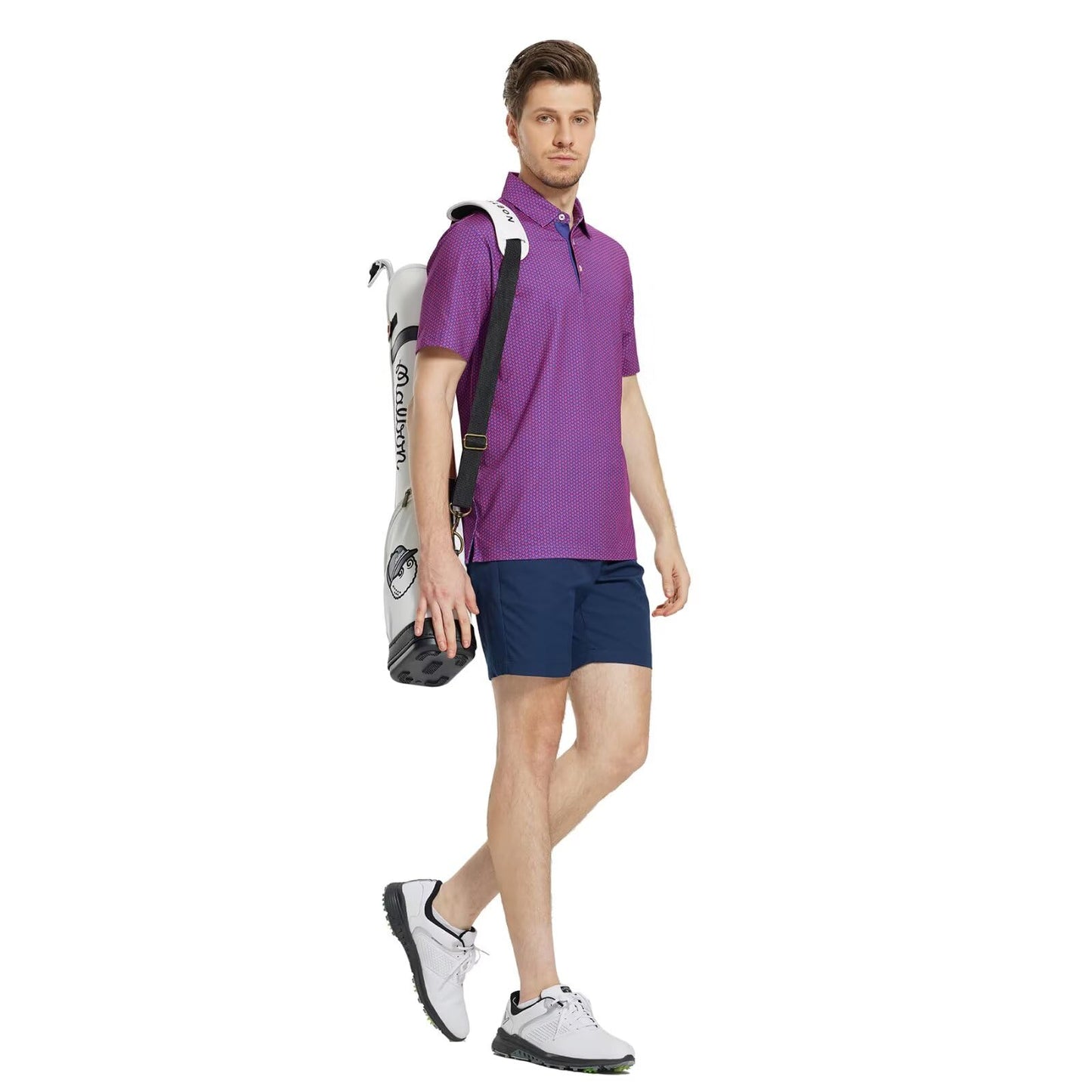 M MAELREG Golf Shirts for Men Dry Fit Print Patterns Performance Moisture Wicking Mens Polo Shirts Short Sleeve
