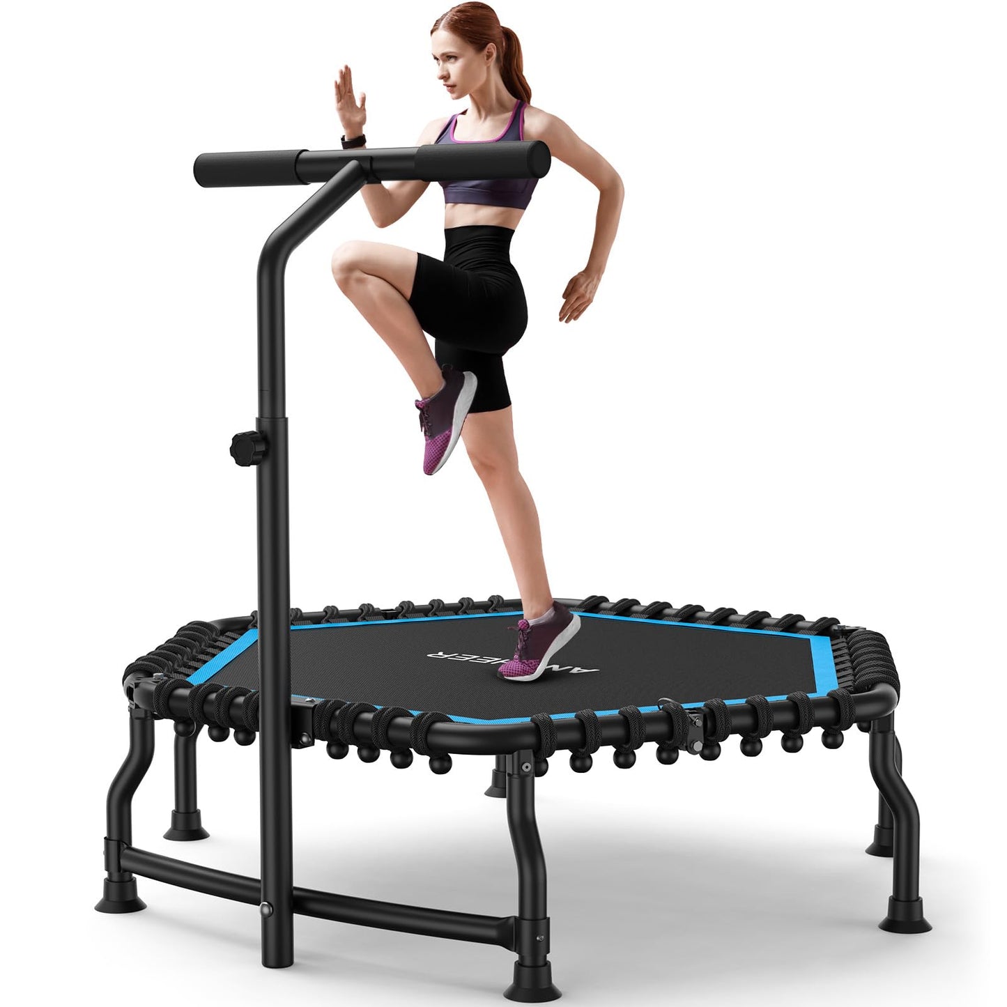 ANCHEER 50" Rebounder Trampoline for Adults- 2026 Foldable Mini Trampoline with Bar- Exercise Trampoline for Adults, Max Load 560lbs, for Indoor/Garden Workout