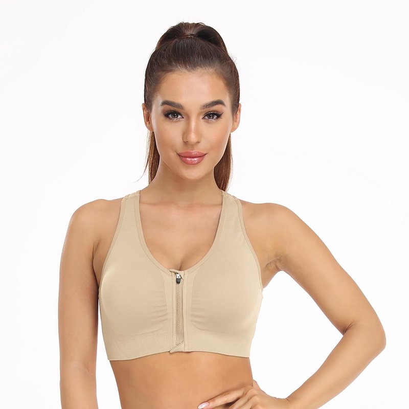 Women's Wireless Post-Surgery Sports Bras - 3 Pack with Padded Racerback, Front Zip Closure, Ideal for Yoga & Workout