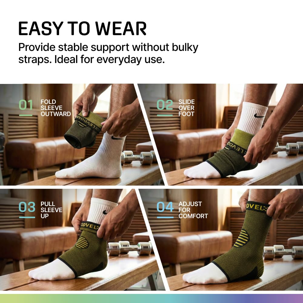 Modvel Foot & Ankle Brace Socks for Sprained Ankle Compression Sleeve - Foot Support for Women & Men - Tendonitis & Arthritis Ankle Brace Sports Running, Torn Ligaments & Women Stabilizing Ankle Wrap
