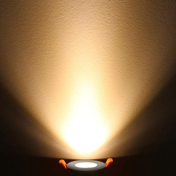 2 Inch LED Downlight, 3W Recessed Lighting COB Dimmable, 3000K Warm White, CRI80, Black Trim, Ceiling Lights with LED Driver, 1 Pack