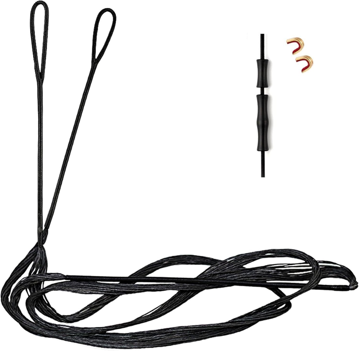 Deerseeker Archery Bow String Replacement with Finger Protector & 2 Nock Points Dacron Bowstring 12, 14, 16 Strands Bow Accessories for Recurve Bow Traditional Longbow （16-AMO 60"）