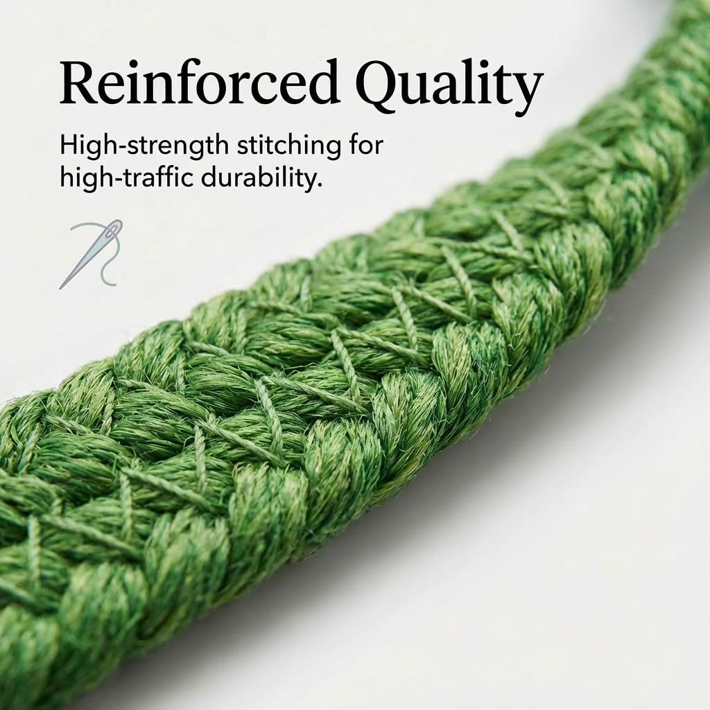 Super Area Rugs Green Braided Rug - Woven Living Room Decor -5x8ft Eco-Friendly Farmhouse Bedroom Woven Construction