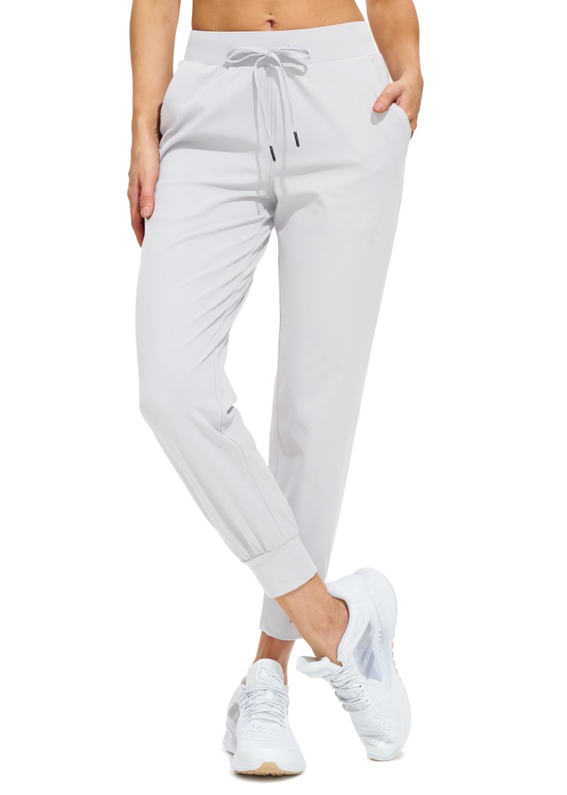 Libin Joggers for Women Yoga Sweatpants Athletic Dance Workout Leggings Tapered Lounge Casual Teacher Pants for Running Cloths, White M