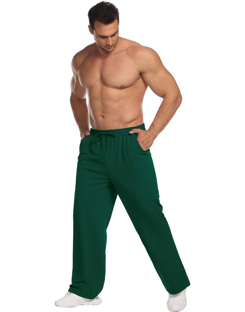 Deyeek Men's Lightweight Sweatpants Open Bottom Baggy Sweat Pants Mens Adult Straight Leg Joggers Sweatpants with Pockets