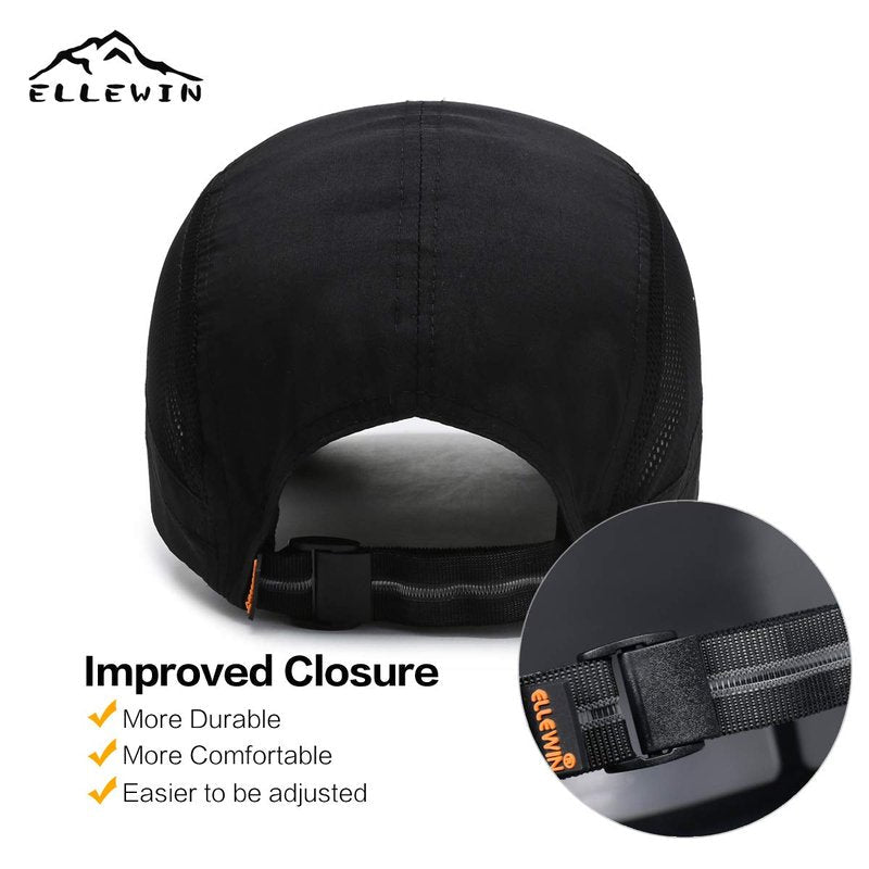 ELLEWIN 2 Pack Unisex Baseball Cap Foldable Sports Hat with UPF 50+ Runing Hat for Men and Women Black/Light Gray
