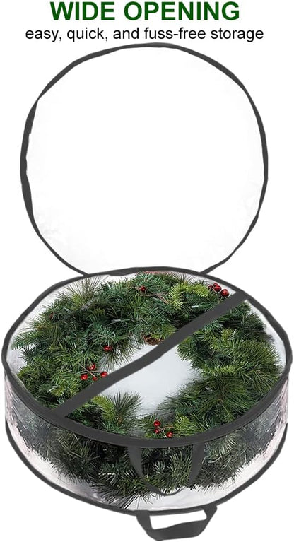 ProPik Christmas Wreath Storage Bag 36" - 2 Pack Clear Christmas Wreath Storage Container- Garland Holiday Artificial Wreath Storage Holder - Water Proof Transparent PVC (36 Inch, Black)