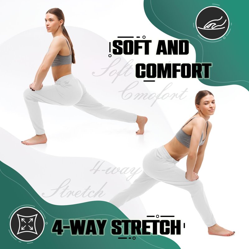 Walifrey Womens Joggers with Pockets, Drawstring Sweatpants Women for Lounging Jogging Gym and Workout White,1 Pack White M