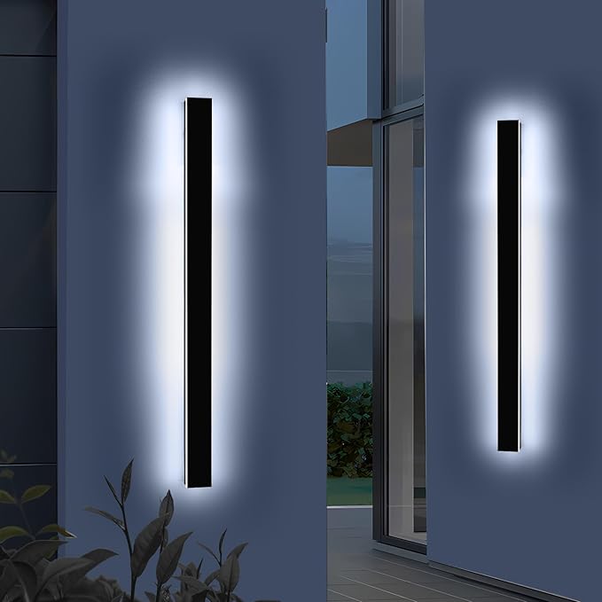 Mikeru 57inch Long LED Wall Light, 3000k-6000k Three Colors Switchable Modern Exterior Wall Sconces Acrylic Invisible Exterior Wall Light for Porch Modern Outdoor Wall Mount Lighting for House
