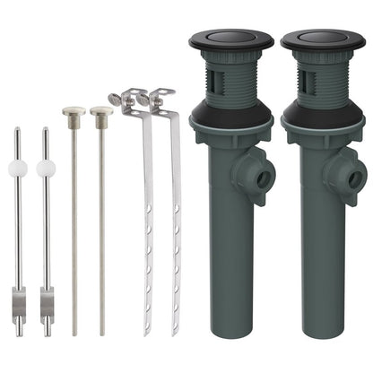 Hibbent 2 Pack Universal Bathroom Sink Drain with Overflow, Push and Seal Pop Up Drain Stopper with Lift Rod, Compatible with Moen, American Standard Bathroom Lavatory Vanity Vessel, Matte Black