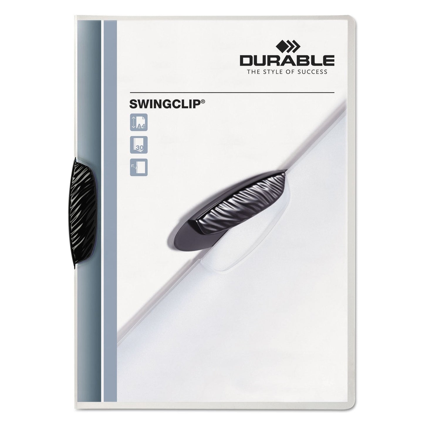 Durable Report Cover with SWINGCLIP - Letter-Size 8.5" x 11" Inches - Holds Up to 30 Pages - Clear Cover and Black Clip - Box of 25