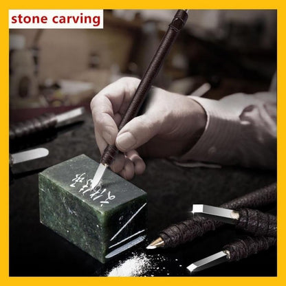 Professional 3Pcs Tungsten Steel Stone Carving Hand Tools Set Stone Carving Chisel Set Woodworking Carving Tool