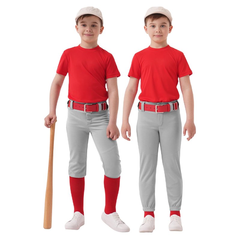 QBK 7T Toddler Baseball Pants Youth Softball Pants Kids Tee Ball Pants for Boy Girl Gray