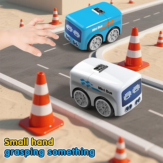 jaming RC Mini Bus2.4G Remote Control Car Vehicles City Buses Toy Classic Baby Vehicle Remote Control Car with LED Lights and Gesture Sensing Bus Toy Gift for Children Kids Boys Girls (White)