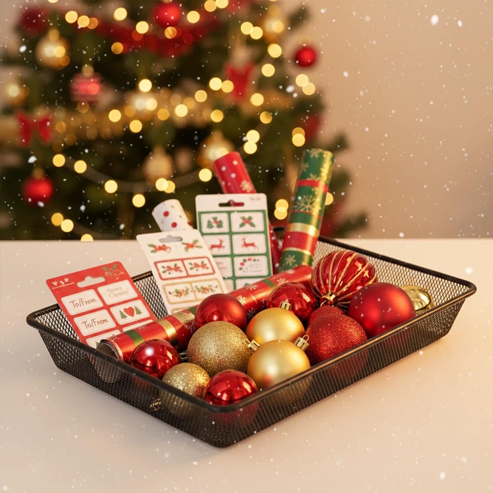 Metal Mesh Desk Organizer, Turn in Trays for Classroom School, Paper Letter Storage Basket for Teacher Office Home, and Storage Containers for Gift Wrap, and Crafts (6 Pack Black)
