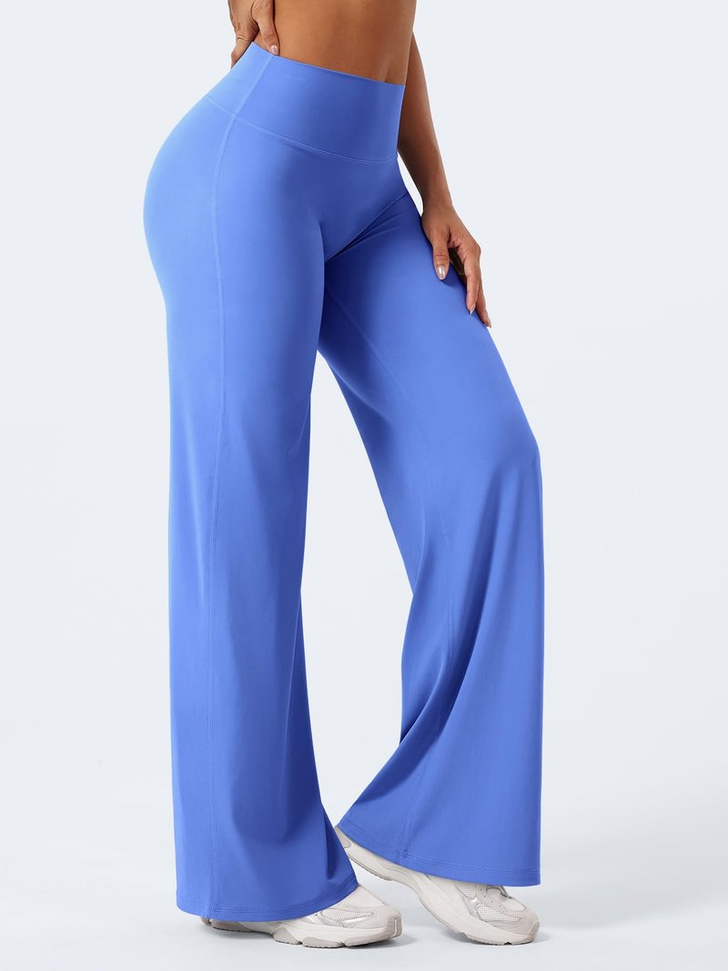 YEOREO Workout Leggings Womens No Front Seam Straight Leggings 31.5" High Waist Buttery Eddiy Gym Yoga Pants Blue XXL