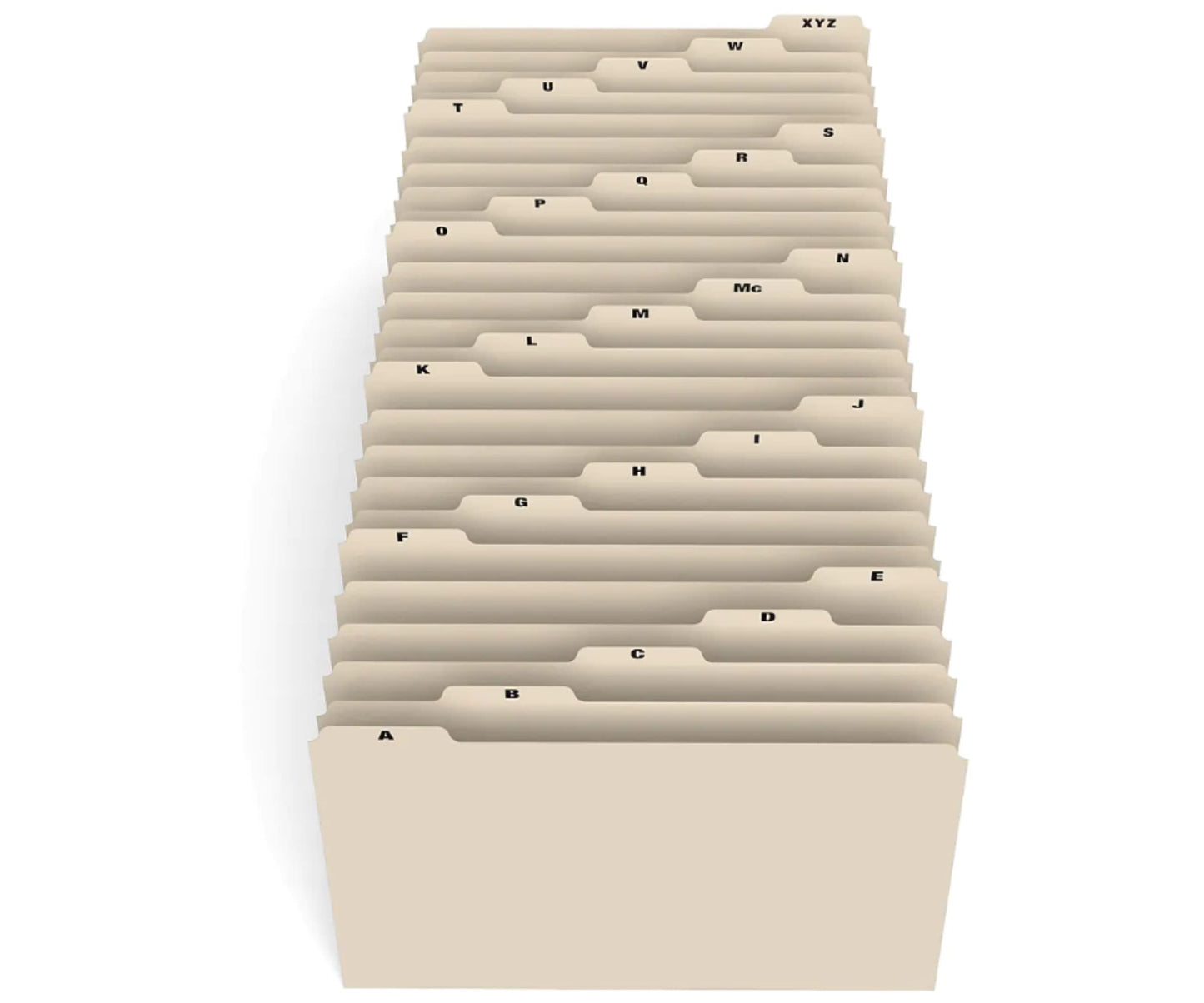 1InTheOffice Alphabetical File Organizer, File Cabinet Dividers, A-Z Tab Divider, Letter Size, 1/5 Cut, Manila, 25 Pack
