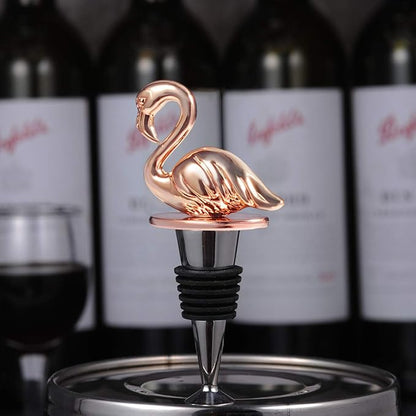 Miicol Wine Stopper, Flamingo Prosecco Topper, Personalised Champagne Stopper, Rose Gold Wine Bottle Accessories, Wine Lovers Gift for Kitchen Decor, Bar, Party, Christmas