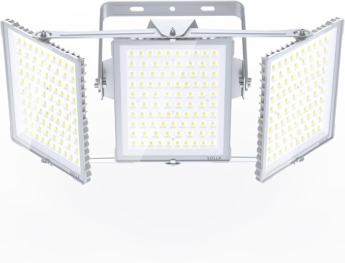 900W 2025 Plus New Upgraded LED Flood Light Outdoor, 90000LM Super Bright Stadium Lights, 6000K Daylight White, IP66 Waterproof, 3 Heads Adjustable Floodlight for Sports Fields, Court