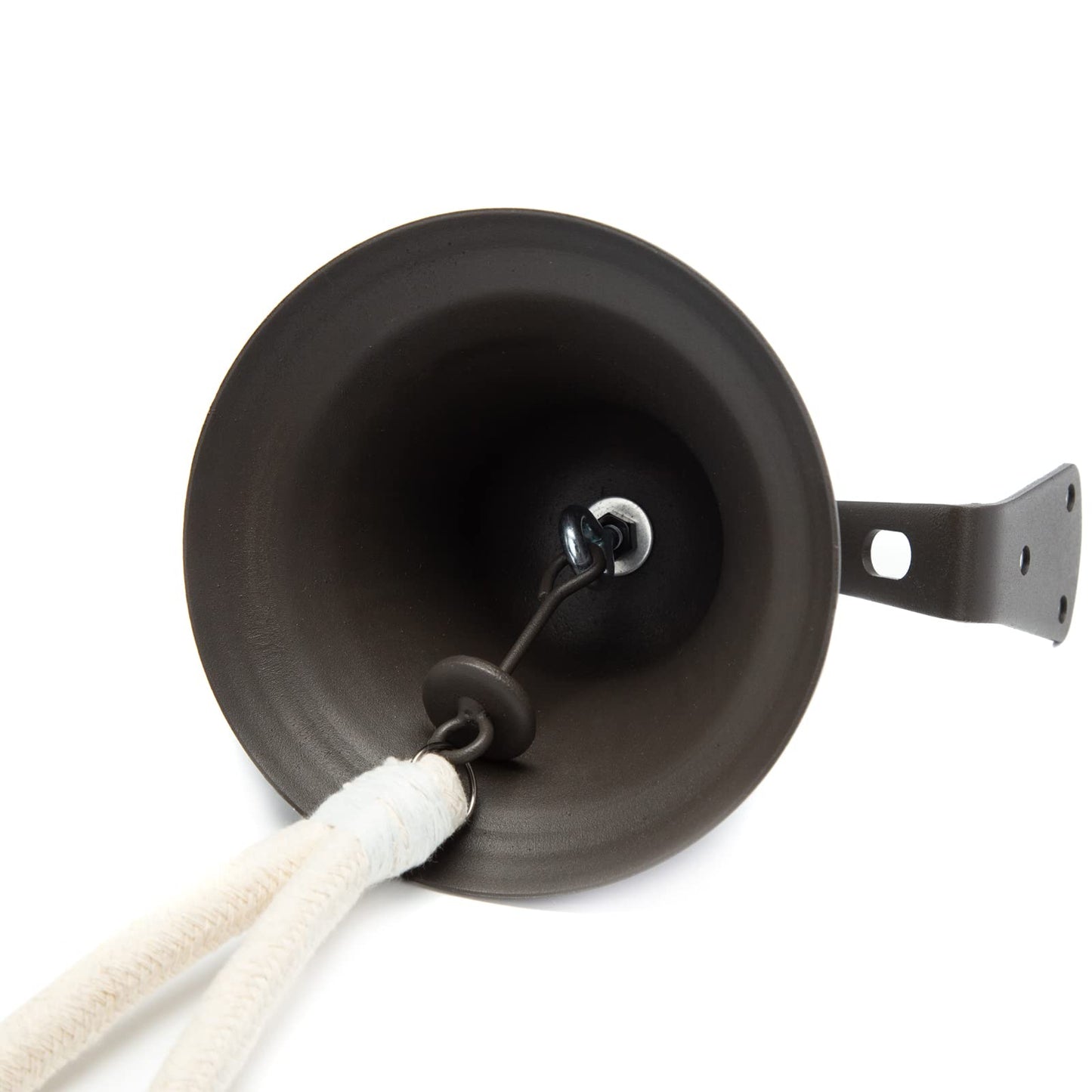 Black Hanging Dinner Bell with Outdoor Mount, Indoor Use, Nautical/Door/Church Design, Rope Included