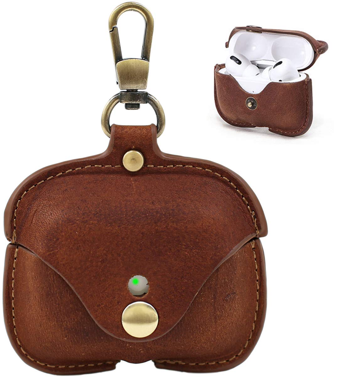 Compatible with AirPod Pro 3(2025) Case Leather,Leather Protective Airpod Pro 1st/2nd/3rd Case Cover Shockproof with Loss Prevention Clip for AirPods Pro Wireless Charging Case for airpods (Brown)