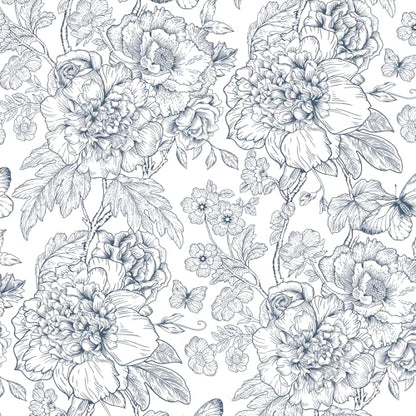 Navy Blue Floral Peel and Stick Wallpaper Boho 118inL 17.3inW Modern Contact Paper for Cabinets and Drawers Self Adhesive Removable Wallpaper for Bedroom Bathroom Waterproof Blue Contact Paper