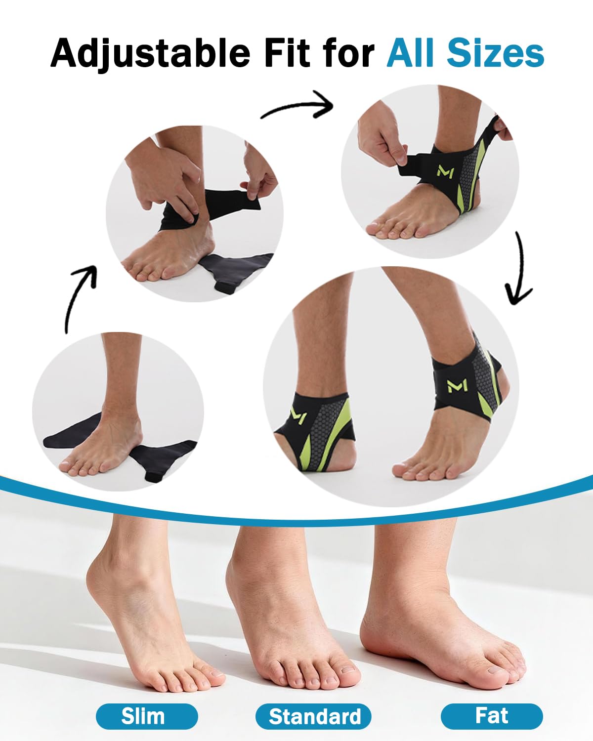 Porston 2-Pack Ankle Brace for Men & Women,Adjustable Lace up Ankles Sock,Basketball Ankle Stabilizer with Straps,Orthopedic Compression Sleeve for Plantar Fasciitis Relief,Tendonitis,Sprained (Gray)