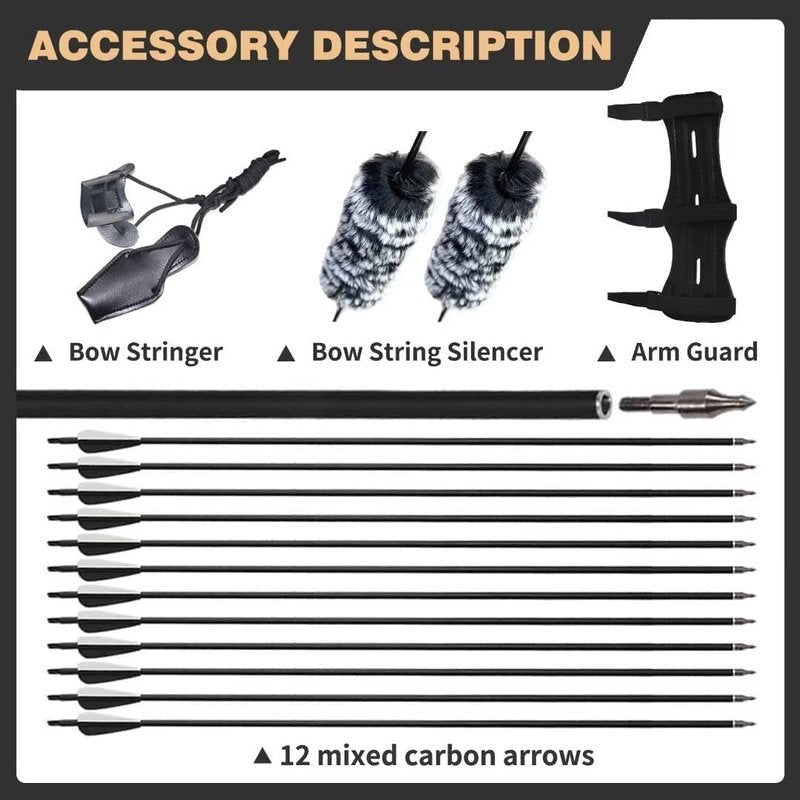 TOPARCHERY 62" Recurve Bow,Bow and Arrow Adult Archery Bow Set for Beginner or Adults