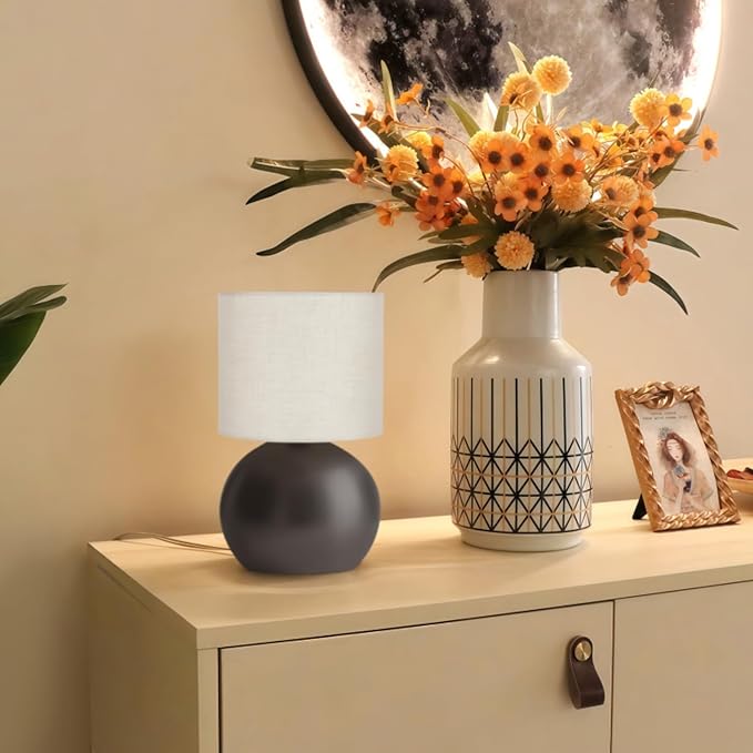 Small Table Lamp for Bedroom,Bedside Nightstand Lamp for Living Room,Minimalist Bedside Light lamp Set of 2, 10.4 Inch Desk Light for Bedroom, Living Room,Including Light Bulb（Brown）